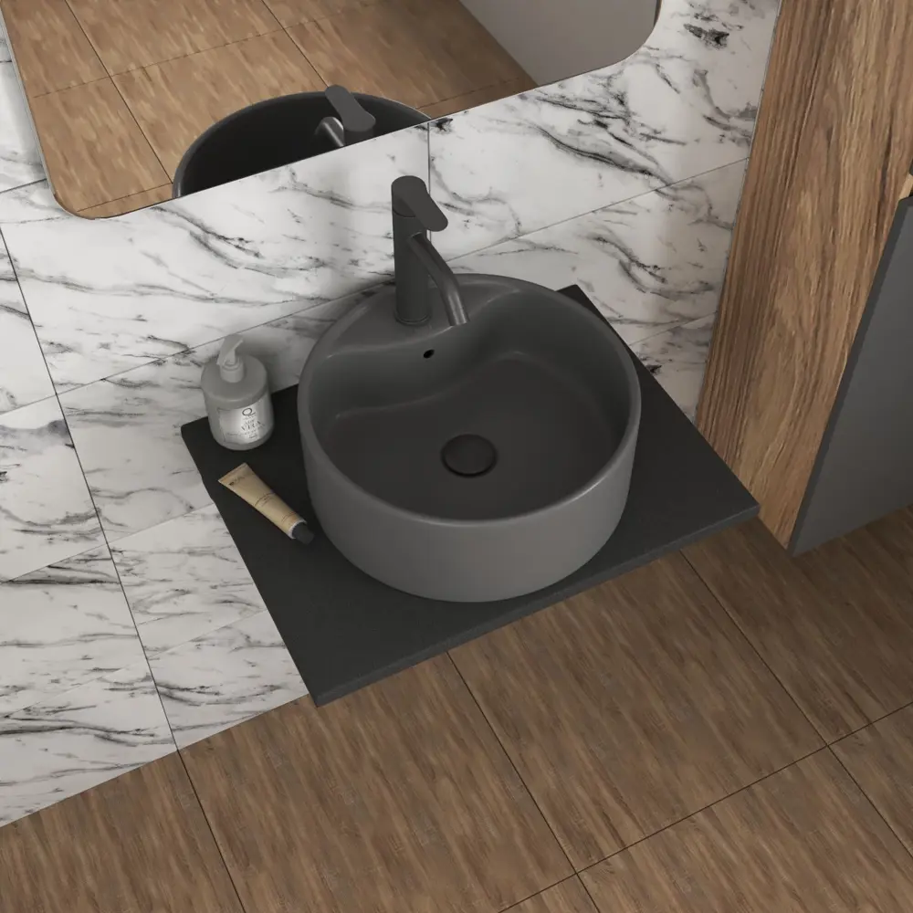 Фото 3 Раковина накладная Bauedge element BF1156 41см цвет темно-серый