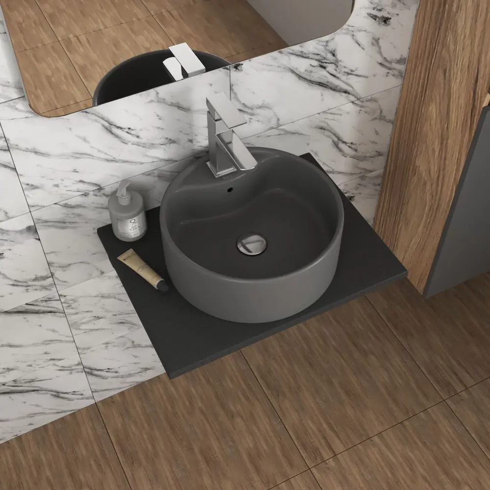 Фото 3 Раковина накладная Bauedge element BF1152 41см цвет темно-серый