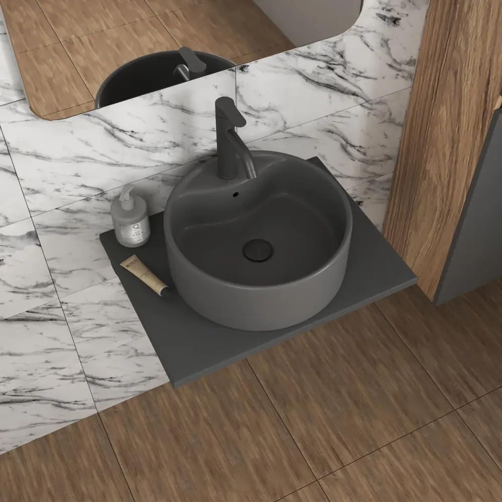 Фото 3 Комплект Bauedge:Столешница кварц 60 см раковина Bau Element D41 Темно- смеситель Dream Black выпуск и сифон Bau Dream BF1278 Фото 3 Комплект Bauedge:Столешница кварц 60 см раковина Bau Element D41 Темно- смеситель Dream Black выпуск и сифон Bau Dream BF1278