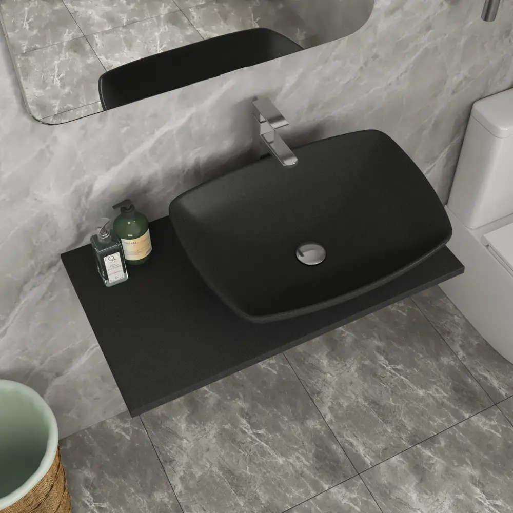 Фото 3 Раковина накладная Bauedge spectrum BF1342 55.9см цвет темно-серый