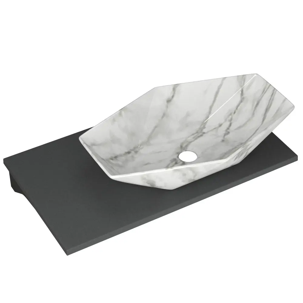 Фото 2 Раковина накладная Bauedge crystal BF1473 64см цвет белый Фото 2 Раковина накладная Bauedge crystal BF1473 64см цвет белый