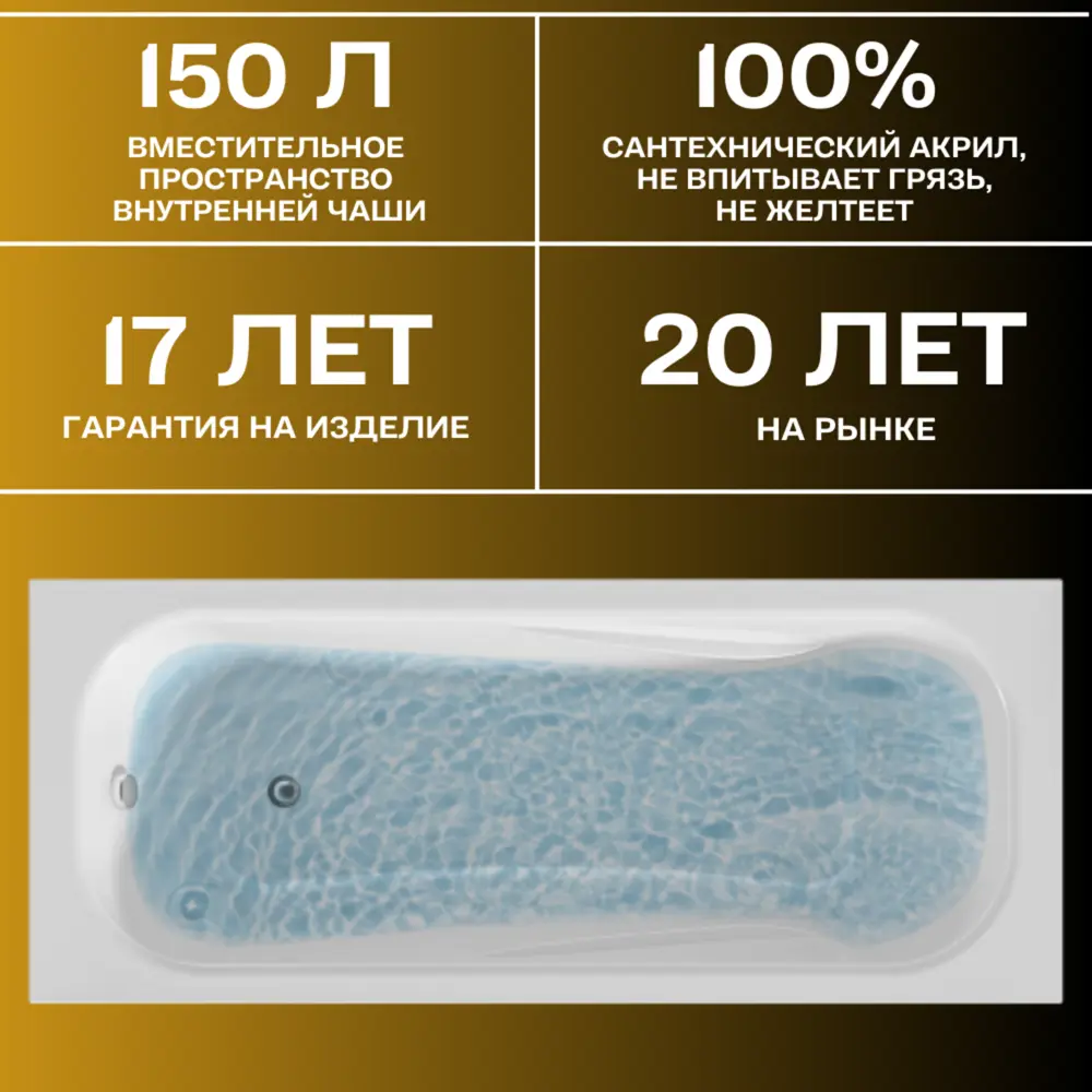 Фото 10 Прямоугольная ванна 1marka CLASSIC 01кл1670Акс1+ акрил 160x70см Фото 10 Прямоугольная ванна 1marka CLASSIC 01кл1670Акс1+ акрил 160x70см