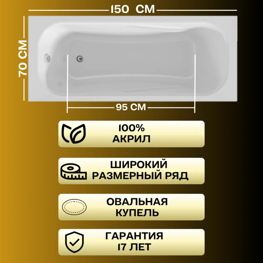 Фото 3 Прямоугольная ванна 1marka CLASSIC 01кл1570Акс1 акрил 150x70см Фото 3 Прямоугольная ванна 1marka CLASSIC 01кл1570Акс1 акрил 150x70см