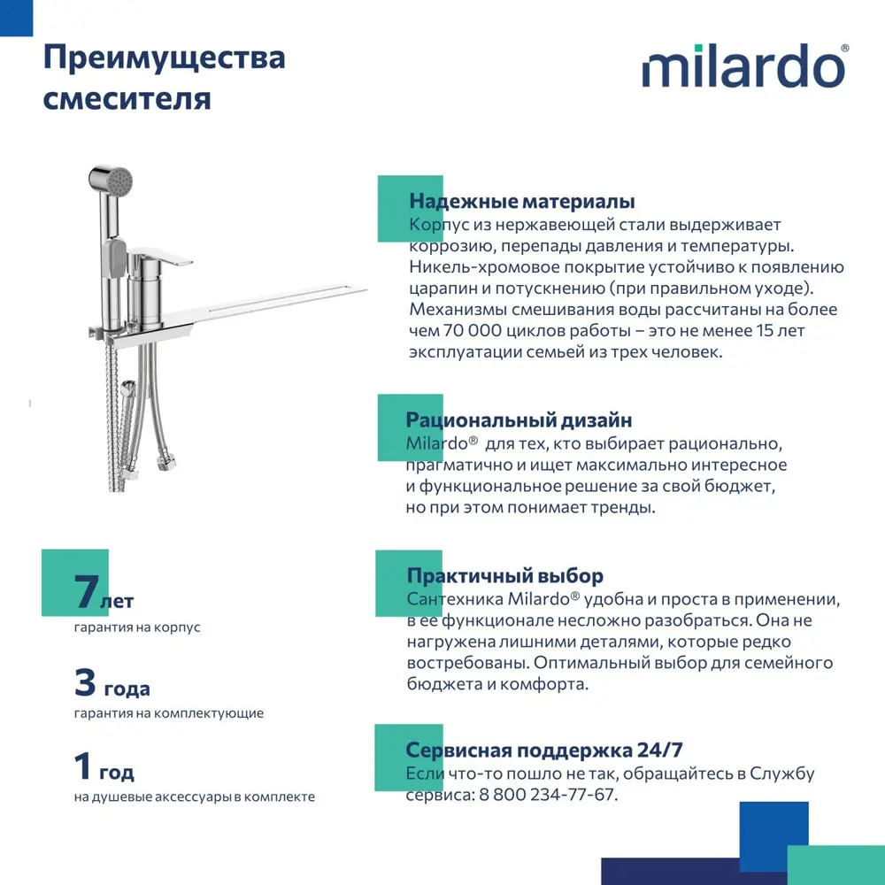 Фото 2 Гигиенический душ Milardo Tidy 001SB00M08 со смесителем цвет глянцевый хром Фото 2 Гигиенический душ Milardo Tidy 001SB00M08 со смесителем цвет глянцевый хром