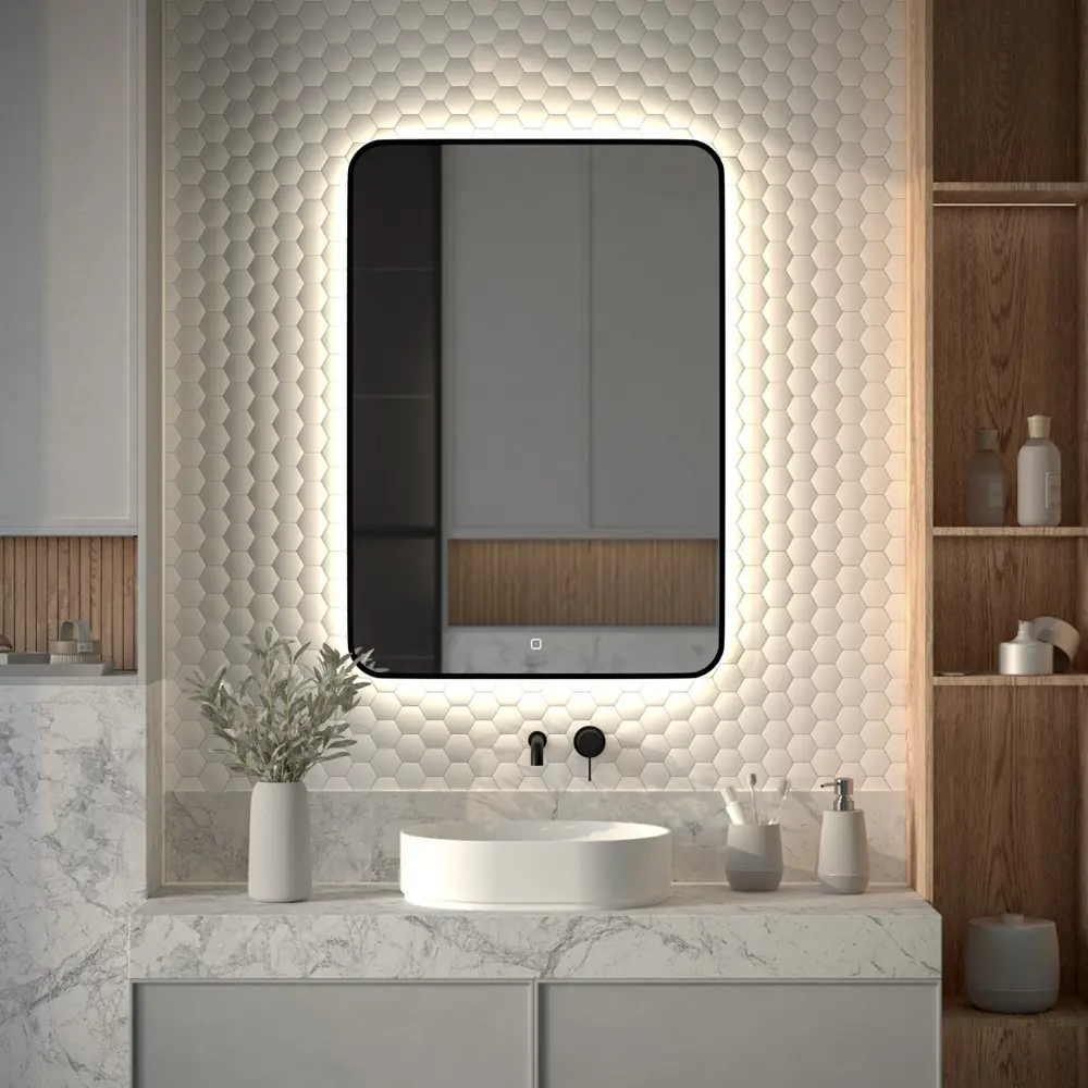 Фото Зеркало для ванной Defesto Aura DF 2969S с подсветкой 70x100см Фото Зеркало для ванной Defesto Aura DF 2969S с подсветкой 70x100см