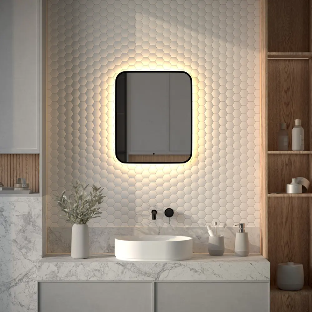 Фото Зеркало для ванной Defesto Aura DF 2973R с подсветкой 50x60см Фото Зеркало для ванной Defesto Aura DF 2973R с подсветкой 50x60см