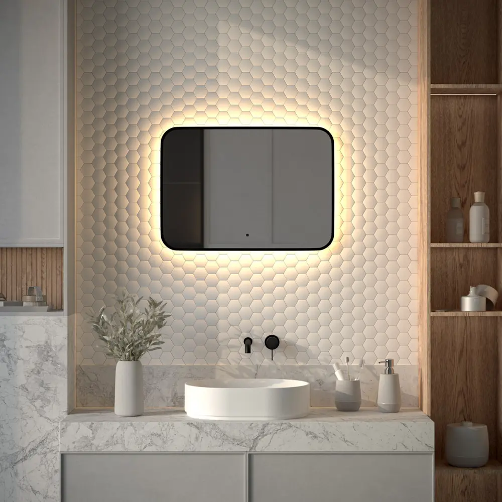 Фото Зеркало для ванной Defesto Aura DF 2974RH с подсветкой 70x50см Фото Зеркало для ванной Defesto Aura DF 2974RH с подсветкой 70x50см