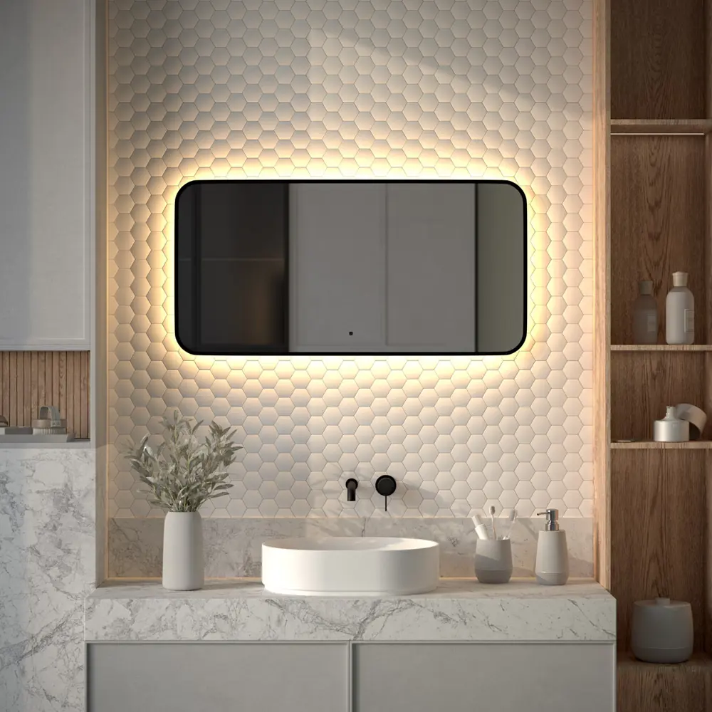 Фото Зеркало для ванной Defesto Aura DF 2975RH с подсветкой 100x50см Фото Зеркало для ванной Defesto Aura DF 2975RH с подсветкой 100x50см