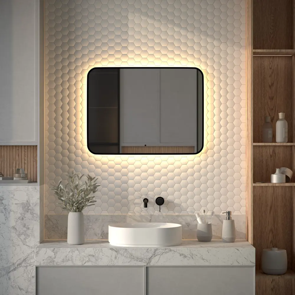 Фото Зеркало для ванной Defesto Aura DF 2977RH с подсветкой 80x60см Фото Зеркало для ванной Defesto Aura DF 2977RH с подсветкой 80x60см
