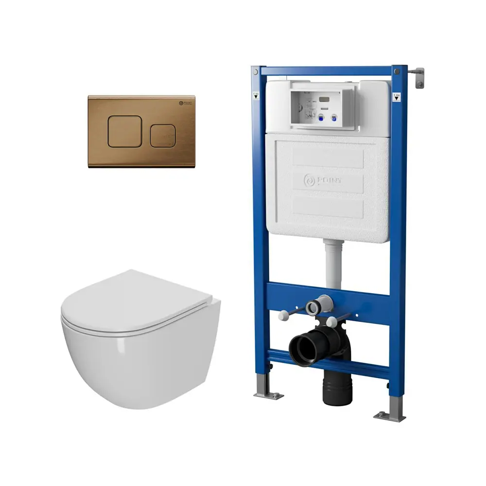 Фото Комплект инсталляция и унитаз POINT Афина PN41041 PN48342BB цвет кнопки Красный цвет чаши белый Фото Комплект инсталляция и унитаз POINT Афина PN41041 PN48342BB цвет кнопки Красный цвет чаши белый