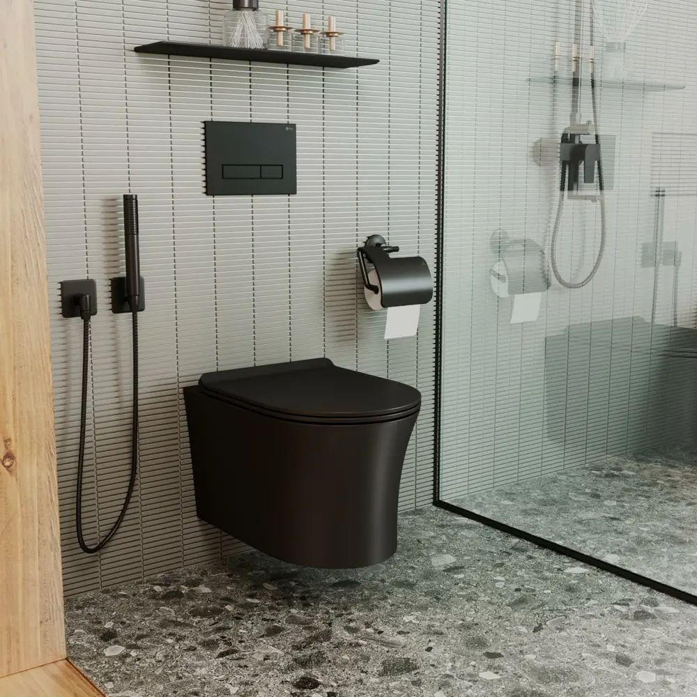 Фото 6 Комплект инсталляция и унитаз POINT Вега PN41711BM PN48465C цвет кнопки хромированный цвет чаши черный Фото 6 Комплект инсталляция и унитаз POINT Вега PN41711BM PN48465C цвет кнопки хромированный цвет чаши черный