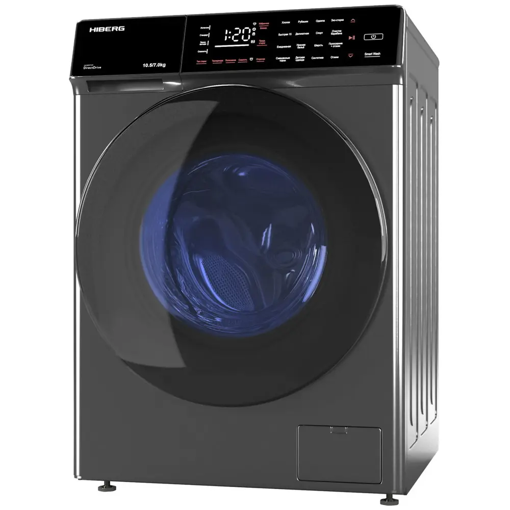 Фото 3 Стиральная машина с сушкой Hiberg I-ddq9 - 10714 sd 60x85x60 см 10 кг цвет темно-серый Фото 3 Стиральная машина с сушкой Hiberg I-ddq9 - 10714 sd 60x85x60 см 10 кг цвет темно-серый