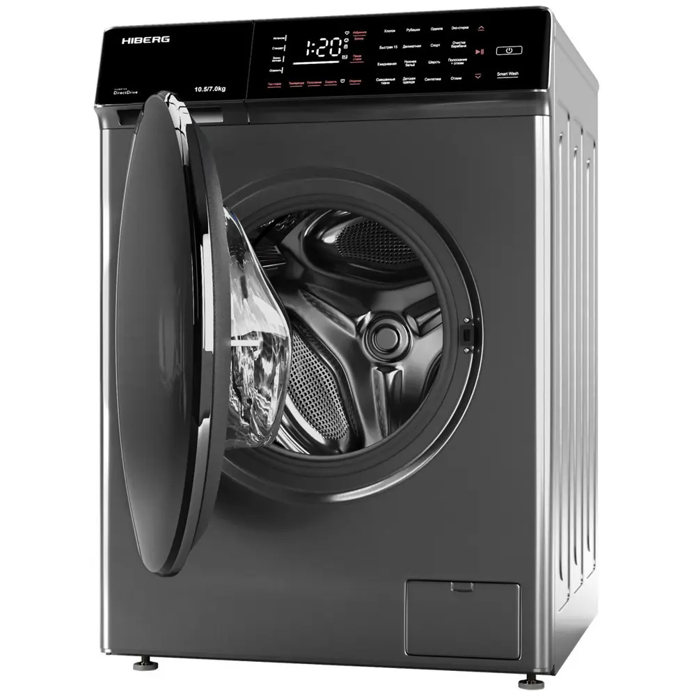 Фото 4 Стиральная машина с сушкой Hiberg I-ddq9 - 10714 sd 60x85x60 см 10 кг цвет темно-серый Фото 4 Стиральная машина с сушкой Hiberg I-ddq9 - 10714 sd 60x85x60 см 10 кг цвет темно-серый