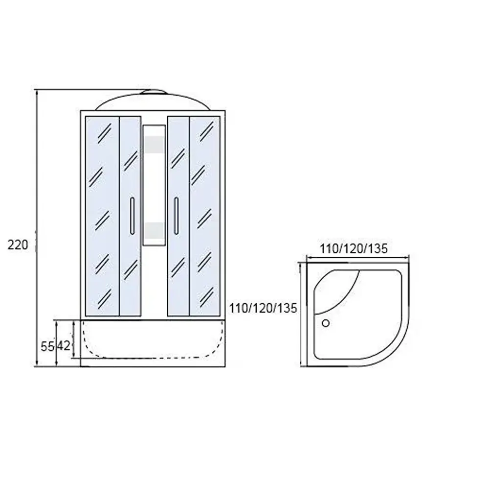 Фото 7 Душевая кабина Мономах Mon110/110/55 высокий поддон 110x110см