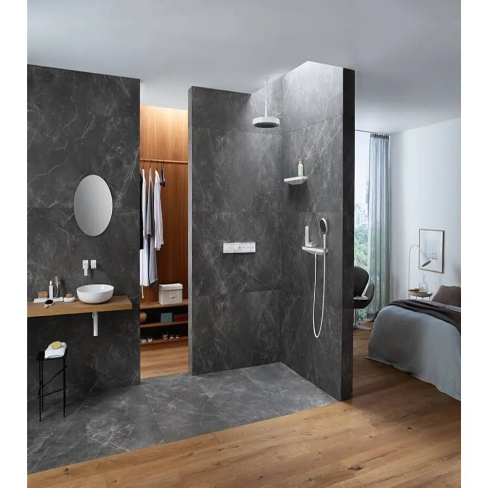 Фото 3 Держатель для душа Hansgrohe Porter 500 с полкой правый 26858700 цвет матовый белый Фото 3 Держатель для душа Hansgrohe Porter 500 с полкой правый 26858700 цвет матовый белый