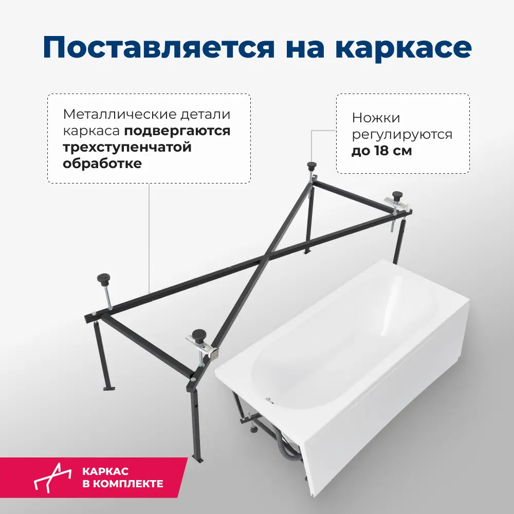 Фото 4 Прямоугольная ванна Aquanet Lotos 00336532 акрил 150x75см Фото 4 Прямоугольная ванна Aquanet Lotos 00336532 акрил 150x75см