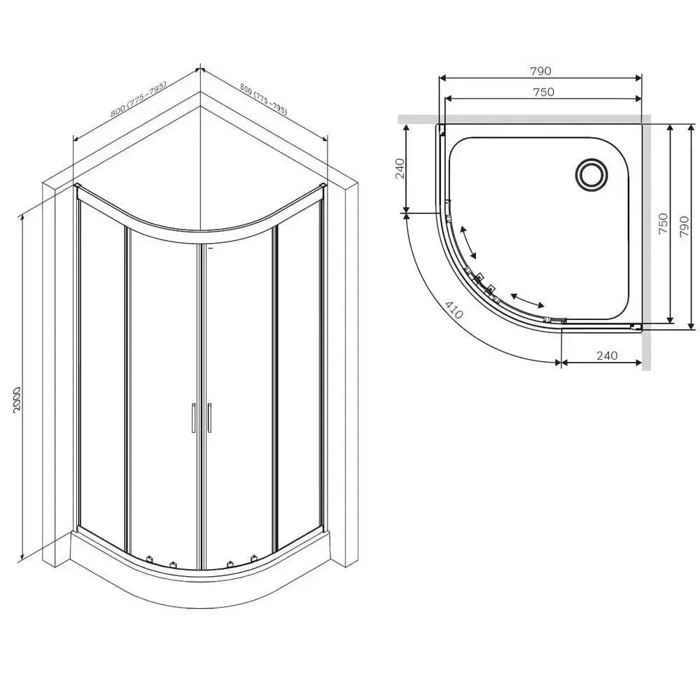 Фото 13 Душевой уголок Am.pm Gem W90UG-401-080MT 1/4 круга 79.5x79.5см серый профиль эффект стекла без покрытия Фото 13 Душевой уголок Am.pm Gem W90UG-401-080MT 1/4 круга 79.5x79.5см серый профиль эффект стекла без покрытия
