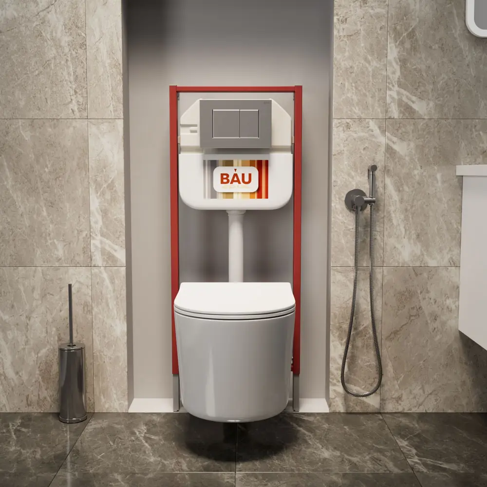 Фото 3 Комплект BAUEDGE NEO45700-NM0003-PRO-Q000096 в 1: инсталляция 45, унитаз безободковый Hotel PRO, сиденье, кнопка Stil 2-й смыв, нержавеющая сталь Фото 3 Комплект BAUEDGE NEO45700-NM0003-PRO-Q000096 в 1: инсталляция 45, унитаз безободковый Hotel PRO, сиденье, кнопка Stil 2-й смыв, нержавеющая сталь