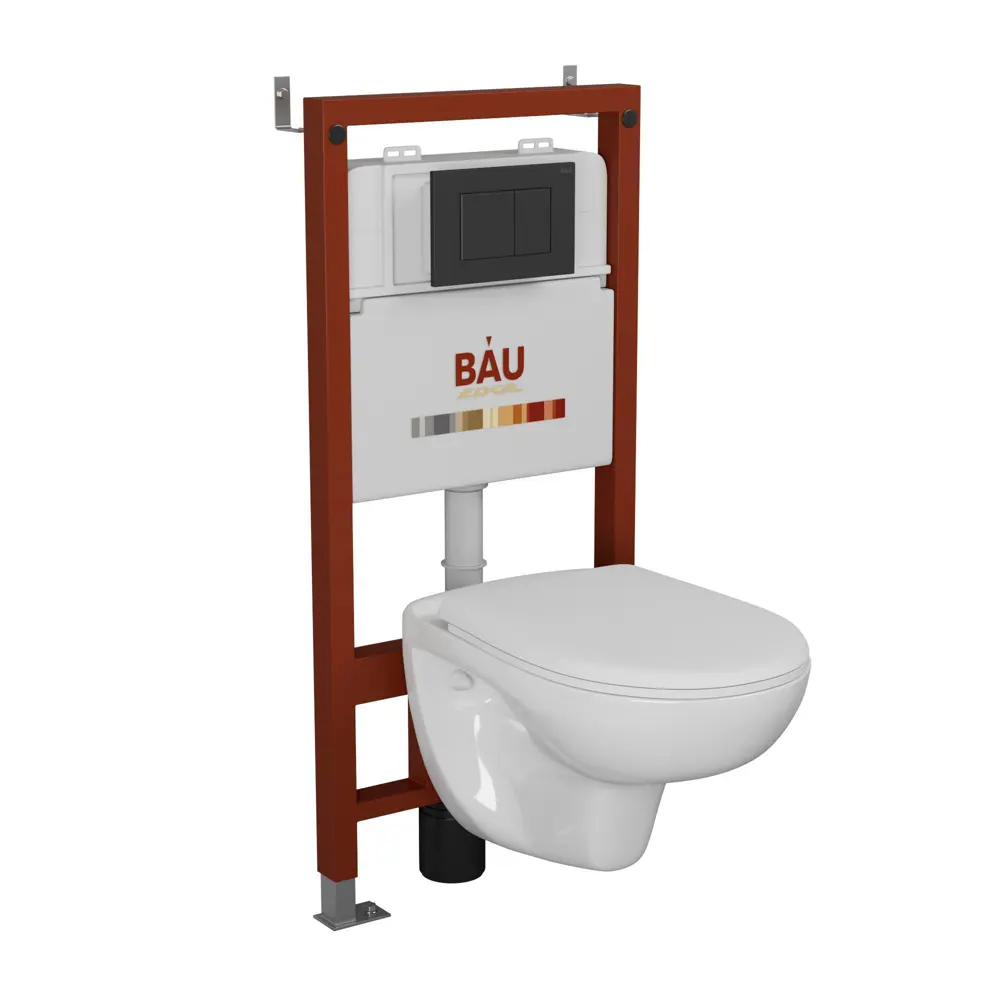 Фото 2 Комплект BAUEDGE 6 в 1 Q111300-BN0111-Q00003: инсталляция PRO, унитаз безободковый Novo, сиденье микролифт, кнопка смыва Stil, черная матовая Фото 2 Комплект BAUEDGE 6 в 1 Q111300-BN0111-Q00003: инсталляция PRO, унитаз безободковый Novo, сиденье микролифт, кнопка смыва Stil, черная матовая