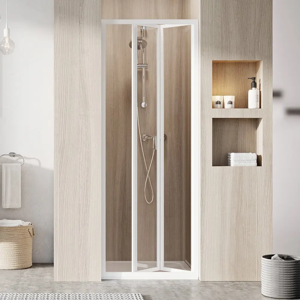 Фото Душевая дверь двухэлементная складная Ravak Supernova SDZ2-70 см белый профиль прозрачное стекло 01V101O2Z1 Фото Душевая дверь двухэлементная складная Ravak Supernova SDZ2-70 см белый профиль прозрачное стекло 01V101O2Z1
