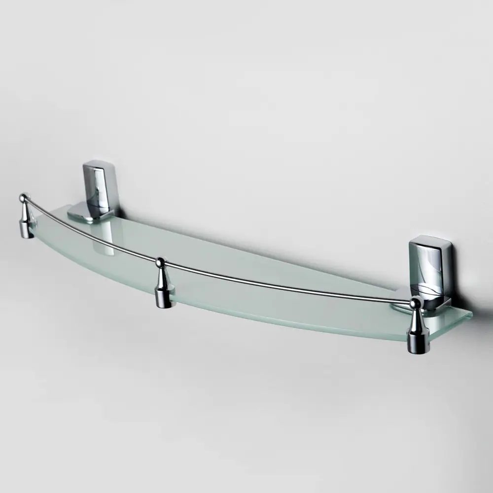 Фото Полка стеклянная WasserKRAFT с бортиком Leine K-5044 цвет хром
