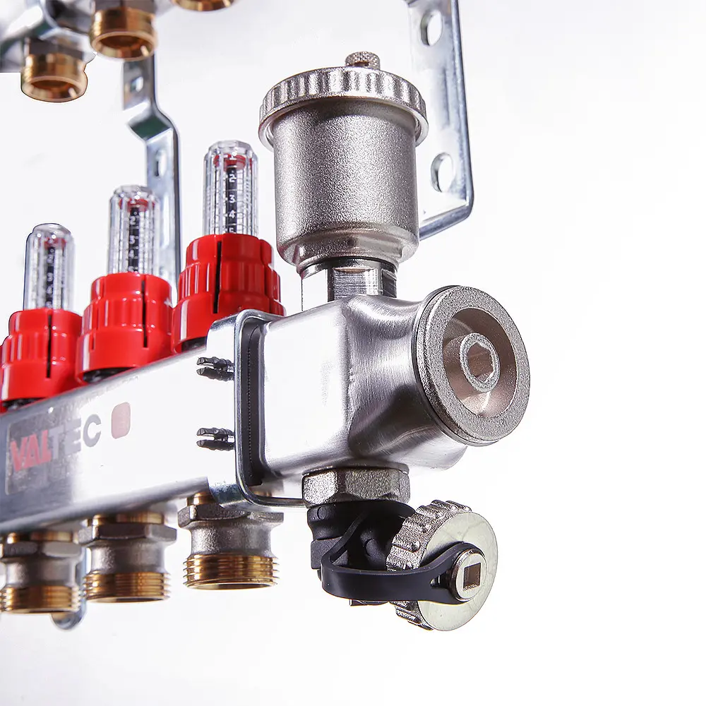 Фото 6 Коллекторный блок Valtec 1" на 8 выходов с клапанами и расходомерами