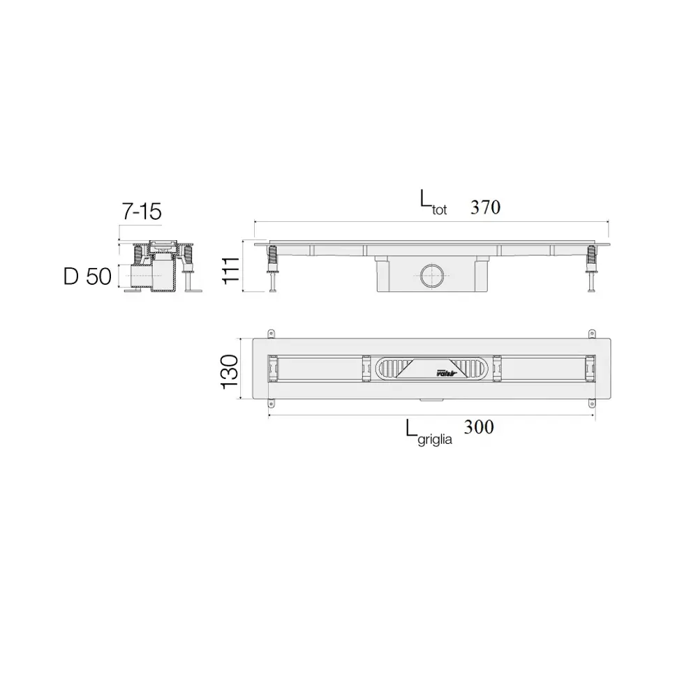 Фото Трап душевой Valsir abs linea L300 мм Фото Трап душевой Valsir abs linea L300 мм