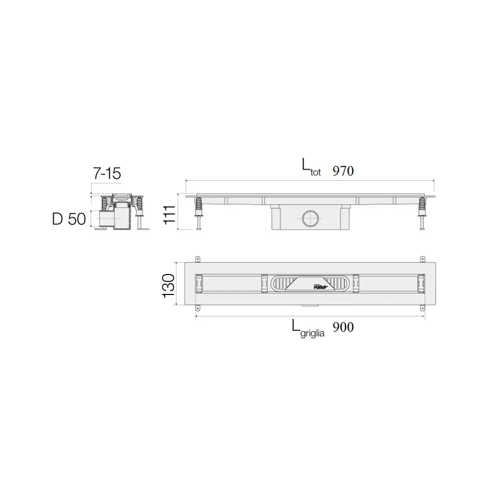 Фото Трап душевой Valsir abs linea L900 мм Фото Трап душевой Valsir abs linea L900 мм