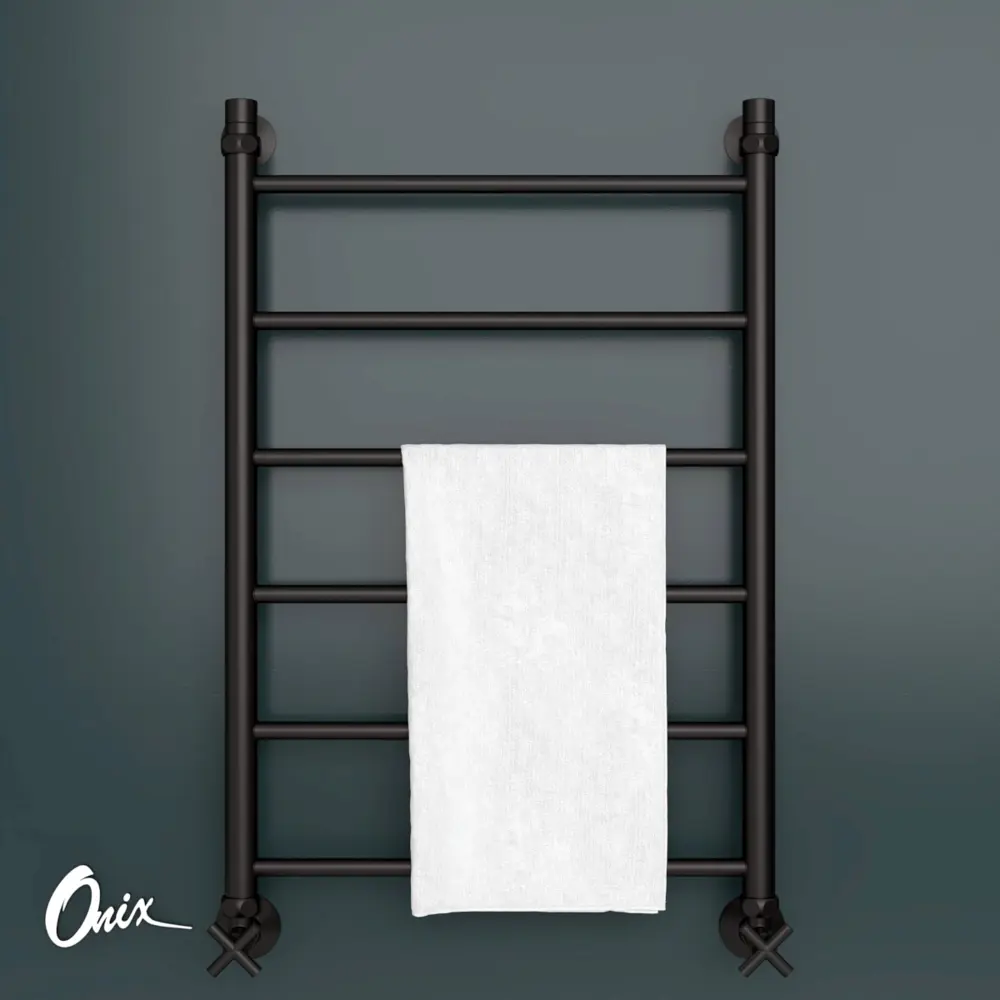 Фото 2 Полотенцесушитель водяной лестница Onix Classic PRO Black 80x50 см нижняя подводка 1/2" нержавеющая сталь цвет черный матовый Фото 2 Полотенцесушитель водяной лестница Onix Classic PRO Black 80x50 см нижняя подводка 1/2" нержавеющая сталь цвет черный матовый