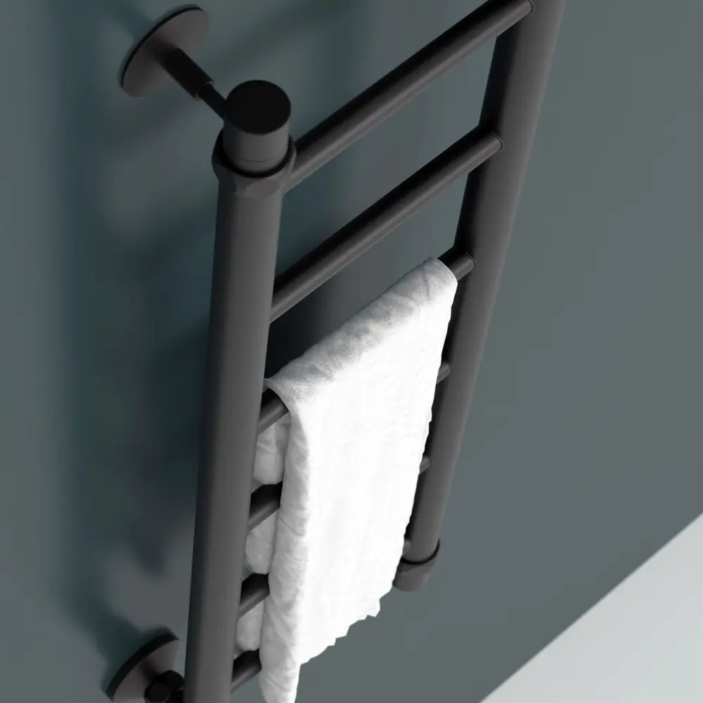 Фото 4 Полотенцесушитель водяной лестница Onix Classic Black 80x20 см нижняя подводка 1/2" нержавеющая сталь цвет черный матовый Фото 4 Полотенцесушитель водяной лестница Onix Classic Black 80x20 см нижняя подводка 1/2" нержавеющая сталь цвет черный матовый