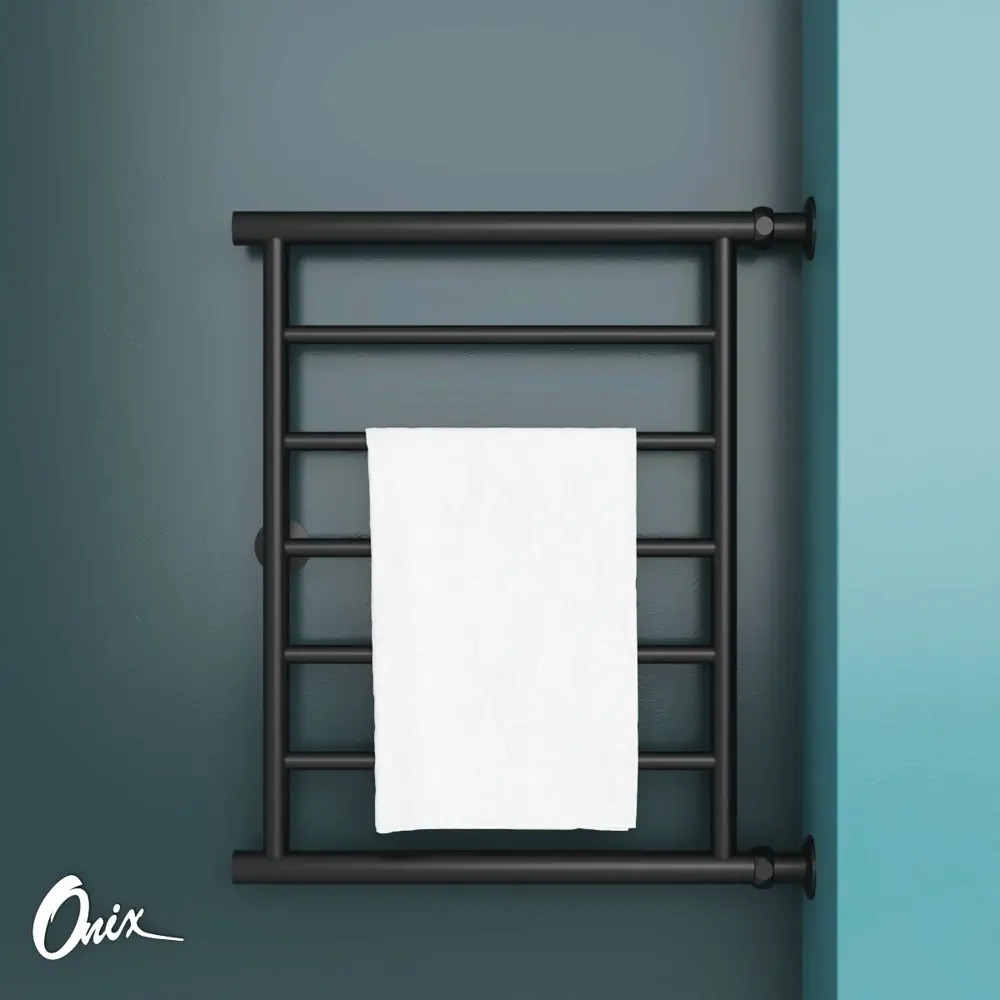 Фото 2 Полотенцесушитель водяной лестница Onix Sirius Direct Black Right 50x60 см 3/4" нержавеющая сталь цвет черный матовый Фото 2 Полотенцесушитель водяной лестница Onix Sirius Direct Black Right 50x60 см 3/4" нержавеющая сталь цвет черный матовый