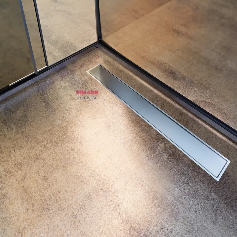 Фото 5 Трап для душа Vimarr 516LMG243001050 сухой затвор 11.2x35 см нержавеющая сталь