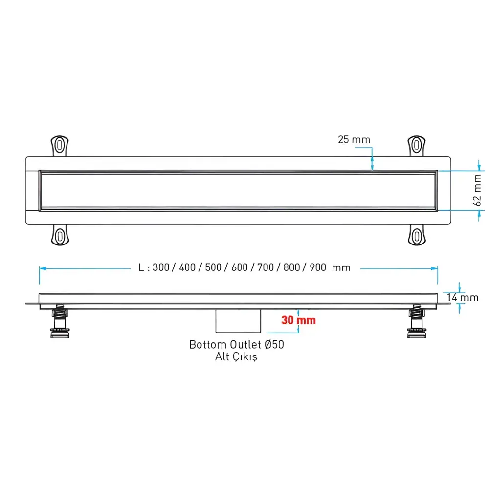 Фото 4 Трап для душа Vimarr 516LMG243001050 сухой затвор 11.2x35 см нержавеющая сталь