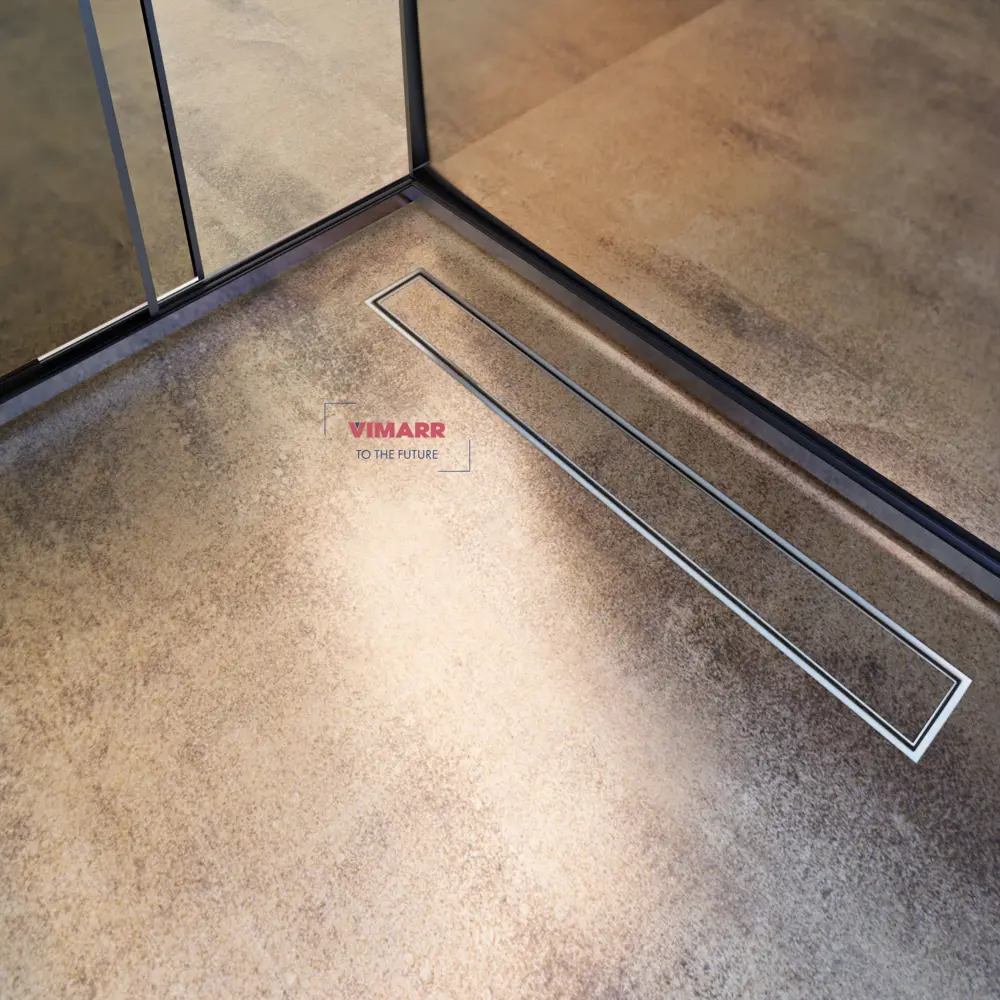 Фото 6 Трап для душа Vimarr 516LMG243001050 сухой затвор 11.2x35 см нержавеющая сталь