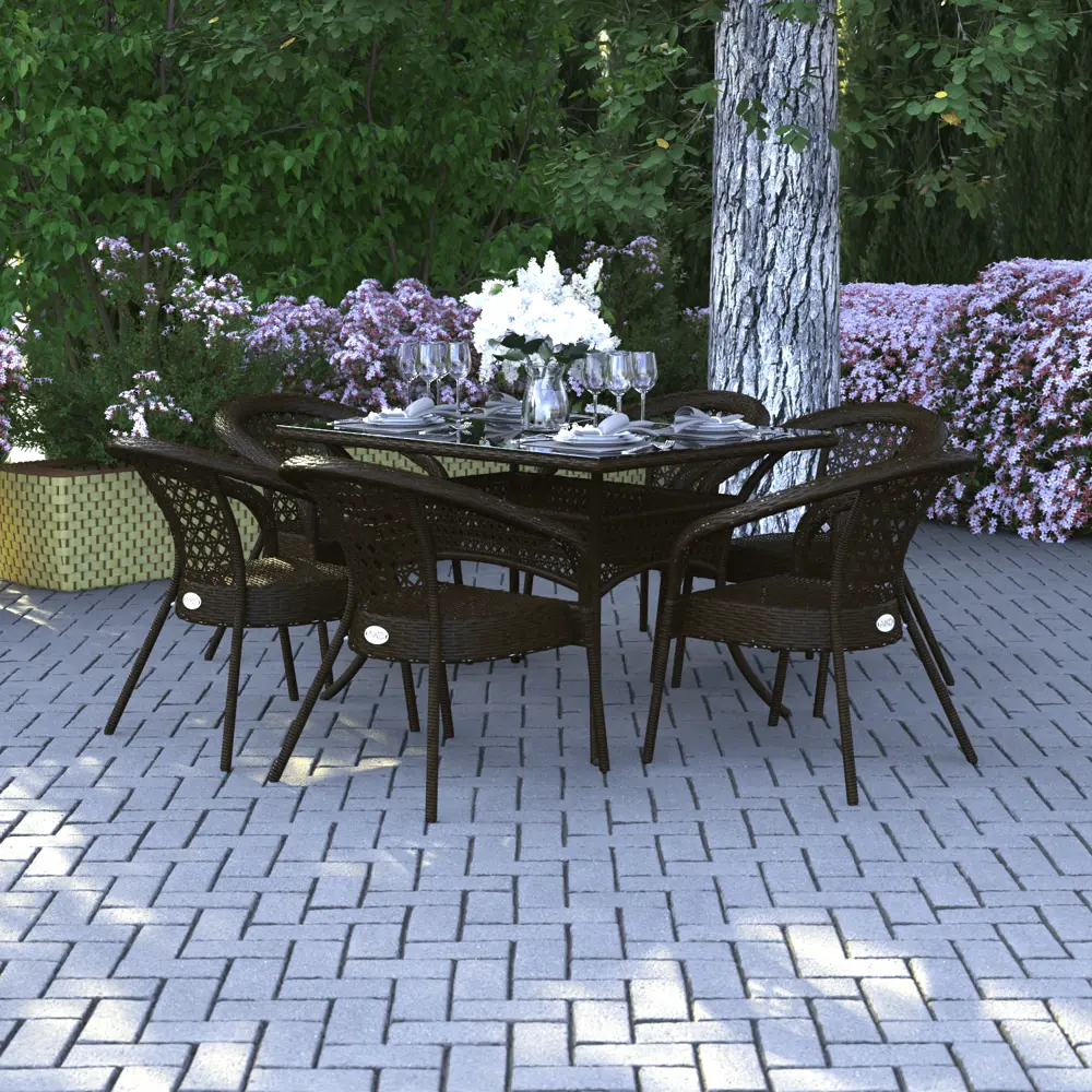 Фото 3 Стол садовый Aiko Deco 120 см х 90 см х 75 см сталь с покрытием коричневый