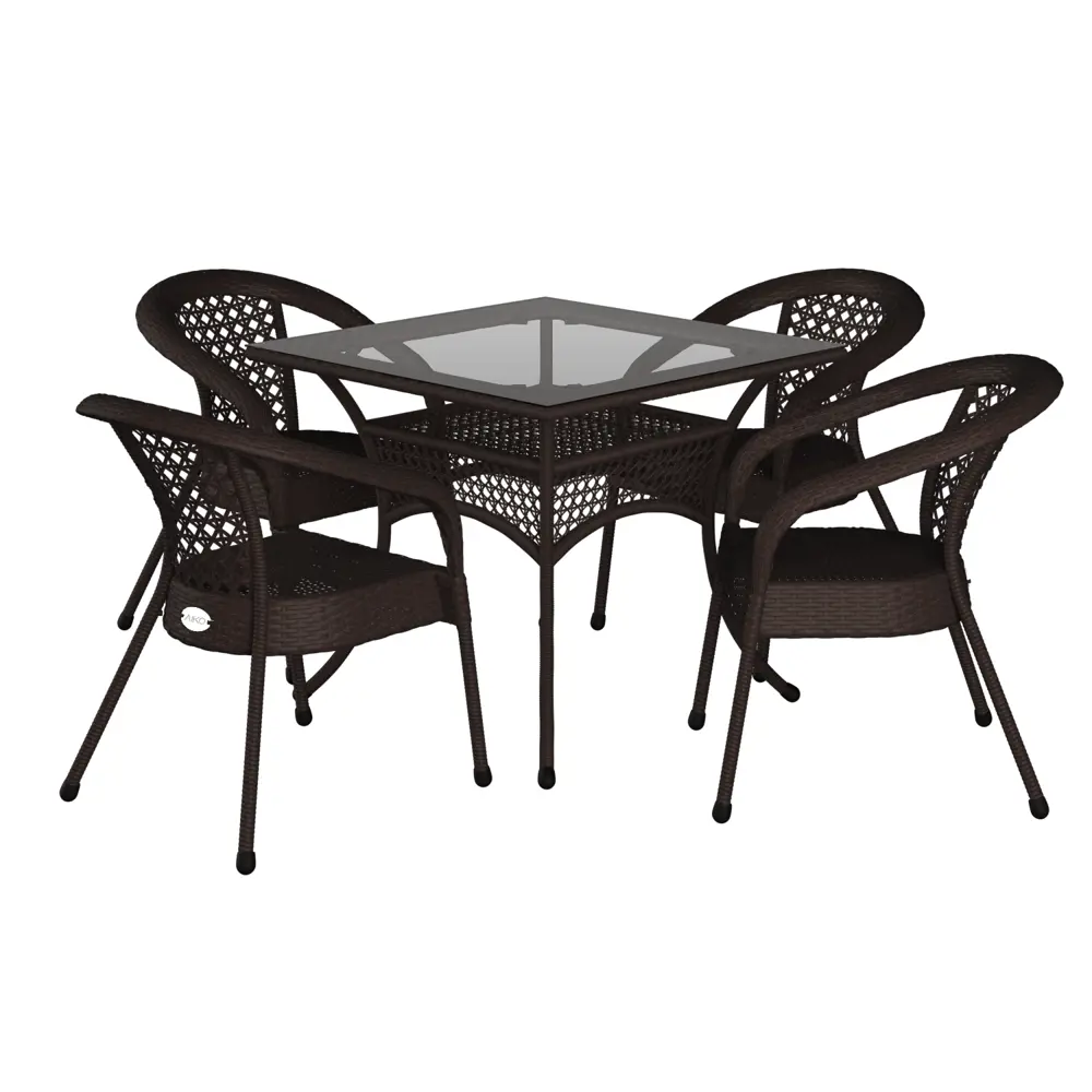 Фото Стол садовый Aiko Deco 80 см х 80 см х 75 см металл коричневый Фото Стол садовый Aiko Deco 80 см х 80 см х 75 см металл коричневый