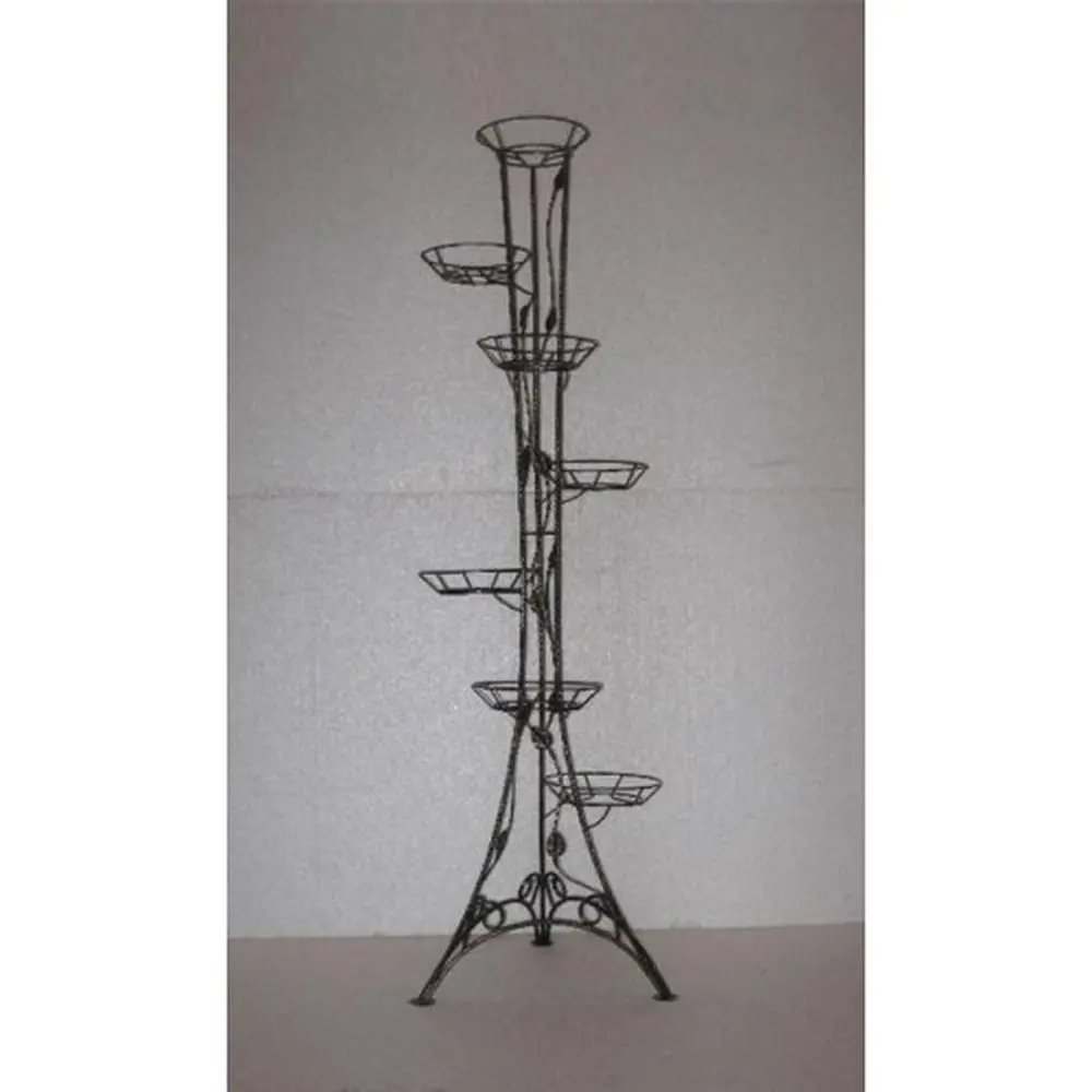 Фото Стойка для цветов Планета Садовод Классическая витая с листьями 7 горшков