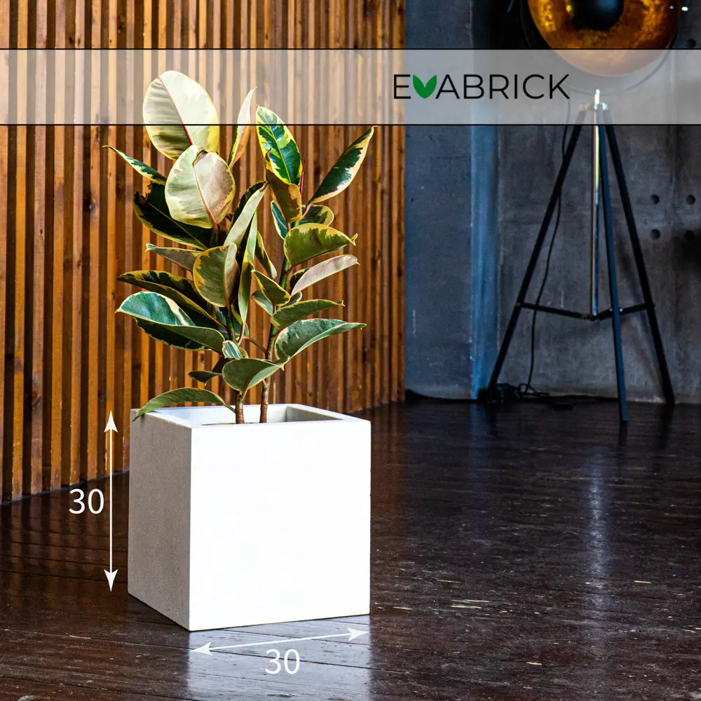 Фото Кашпо Cube hl30-30w Evabrick 30 см 30 см 20 л полимербетон белый Фото Кашпо Cube hl30-30w Evabrick 30 см 30 см 20 л полимербетон белый