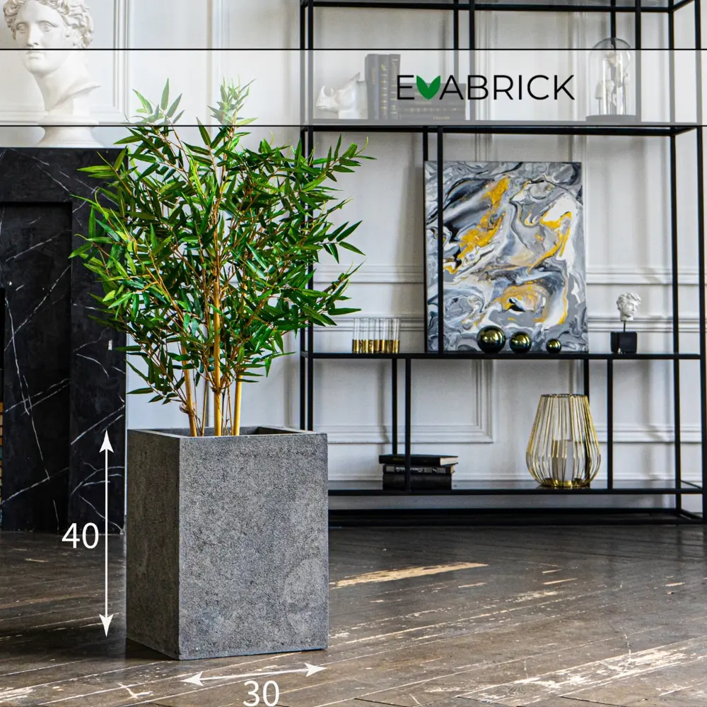 Фото Кашпо Cube hl40-30g Evabrick 30 см 40 см 29 л полимербетон серый/серебристый Фото Кашпо Cube hl40-30g Evabrick 30 см 40 см 29 л полимербетон серый/серебристый