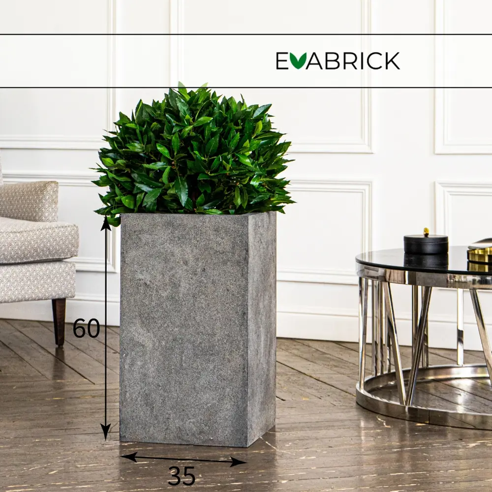 Фото Кашпо Cube hl60-35g Evabrick 35 см 60 см 62 л полимербетон серый/серебристый Фото Кашпо Cube hl60-35g Evabrick 35 см 60 см 62 л полимербетон серый/серебристый