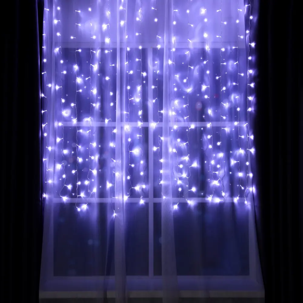 Фото Электрогирлянда комнатная Luazon lighting занавес 2x2 м 360 ламп цвет белый 8 режимов работы Фото Электрогирлянда комнатная Luazon lighting занавес 2x2 м 360 ламп цвет белый 8 режимов работы