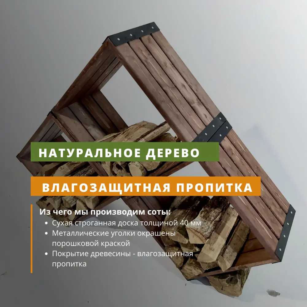 Фото Дровница Куб мини металл 60x40x60 см коричневый Фото Дровница Куб мини металл 60x40x60 см коричневый