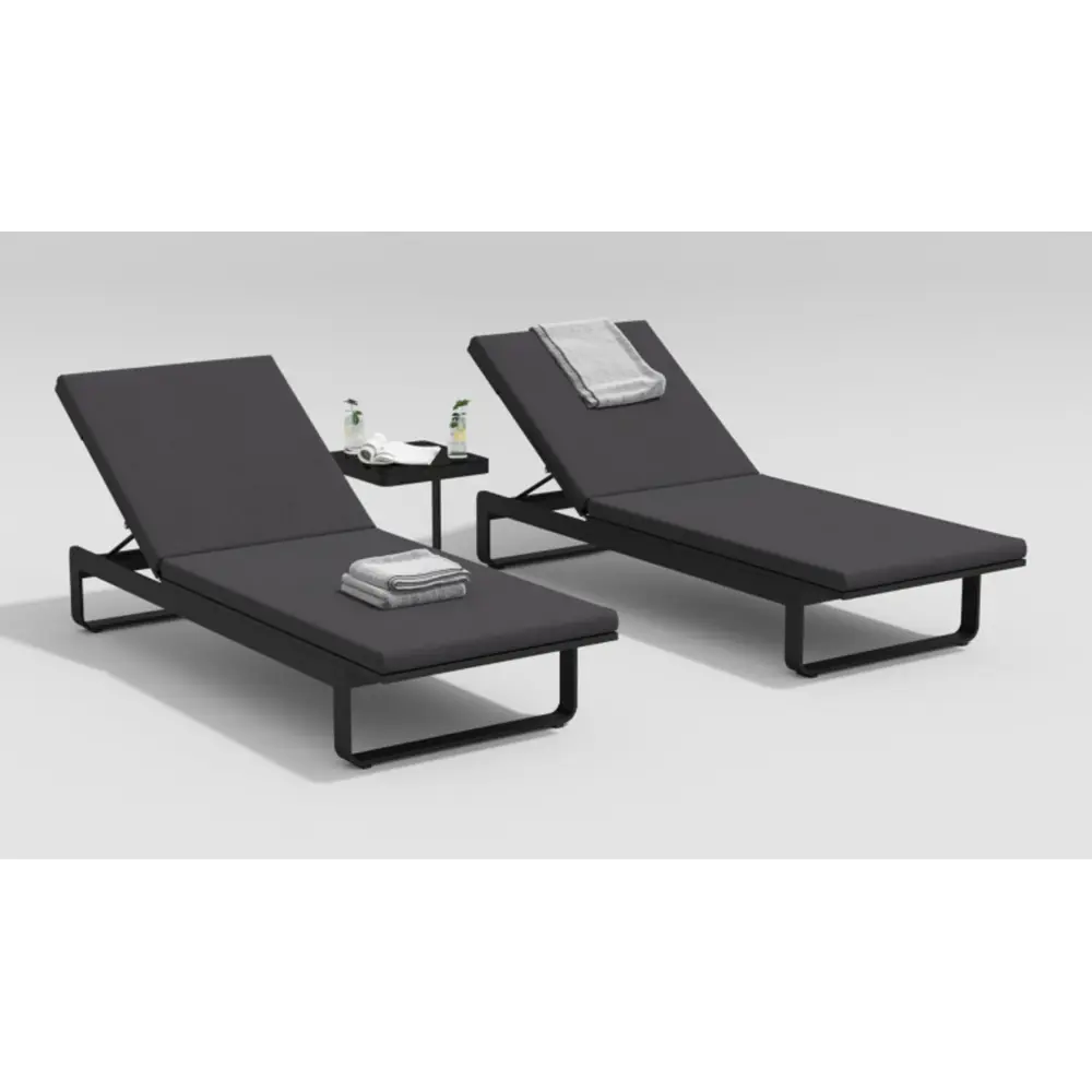 Фото 2 Шезлонг Gardenini Villino 200 см х 70 см х 35 см алюминий/полиэстер цвет черный