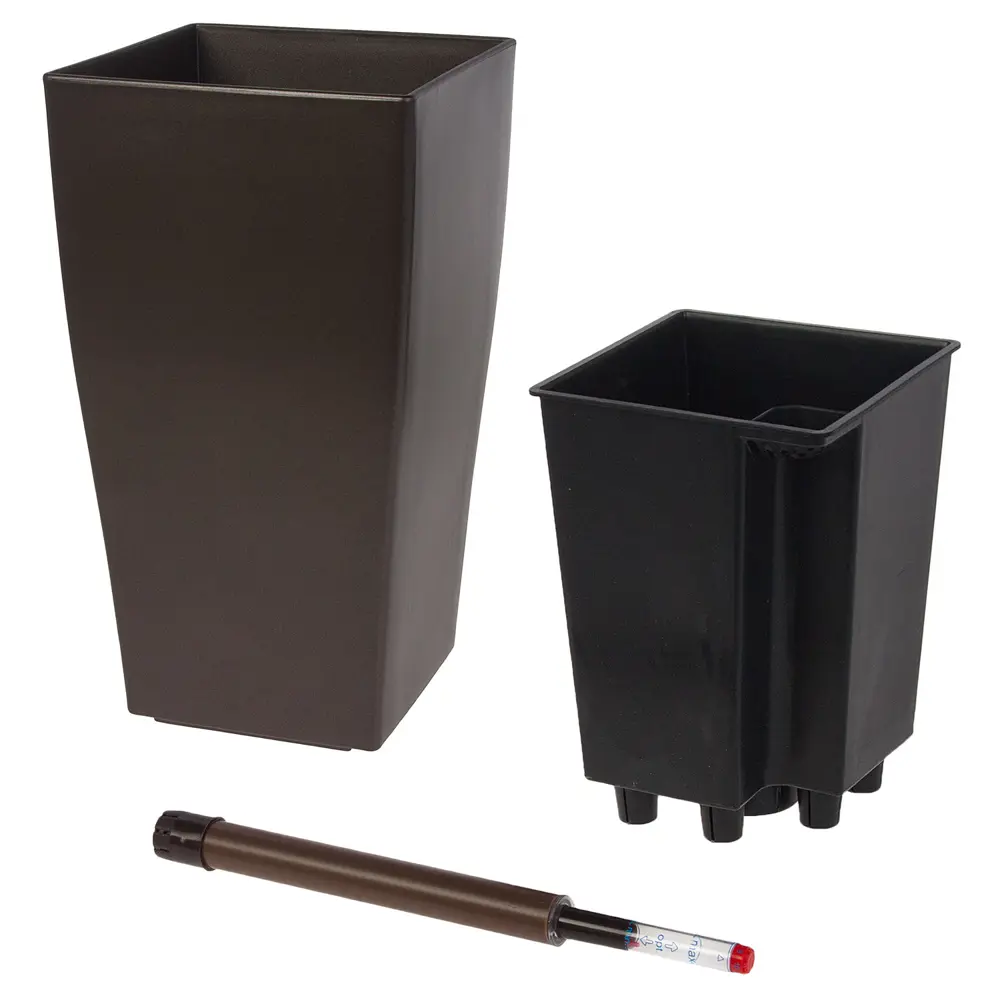 Фото Кашпо Conic Planta vita d 14 см 26 см 3 л пластик коричневый с автополивом Фото Кашпо Conic Planta vita d 14 см 26 см 3 л пластик коричневый с автополивом