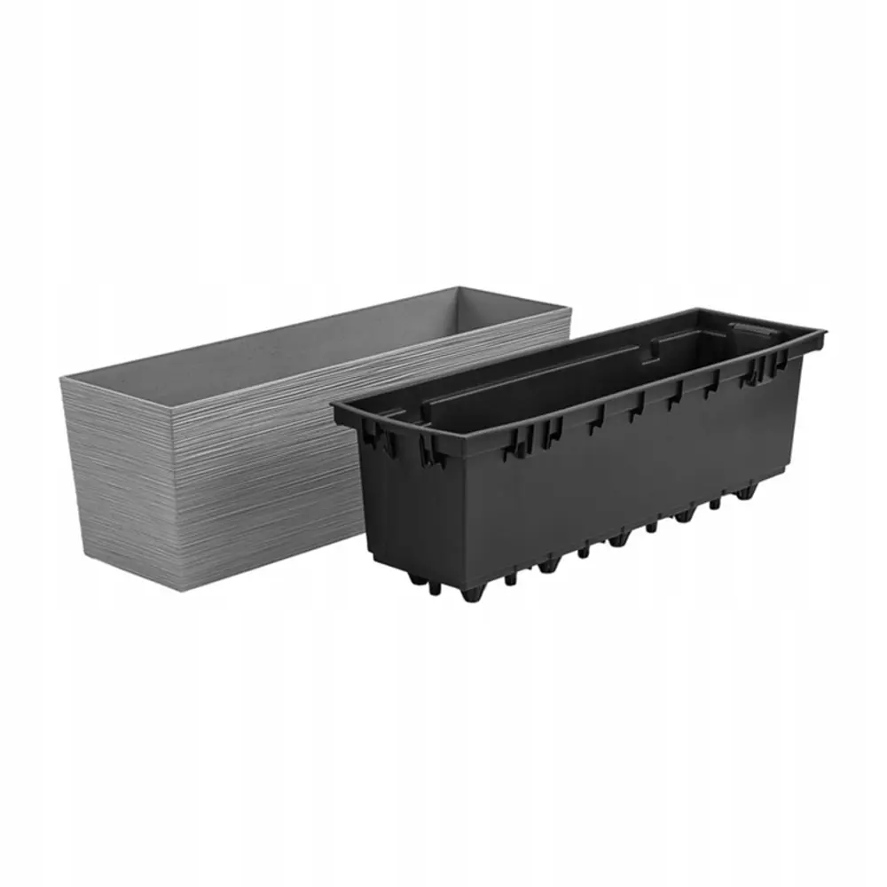 Фото 2 Кашпо Furu case Prosperplast d 58.5 см 19.5 см 18 л полипропилен серый/серебристый без автополива Фото 2 Кашпо Furu case Prosperplast d 58.5 см 19.5 см 18 л полипропилен серый/серебристый без автополива