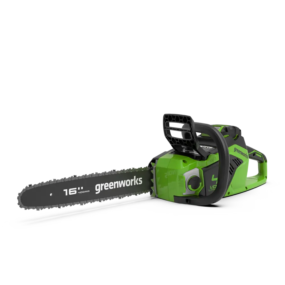 Фото Пила аккумуляторная бесщёточная Greenworks Gd40cs18k2 40 В шина 40 см 1x2 Ач АКБ и ЗУ в комплекте Фото Пила аккумуляторная бесщёточная Greenworks Gd40cs18k2 40 В шина 40 см 1x2 Ач АКБ и ЗУ в комплекте
