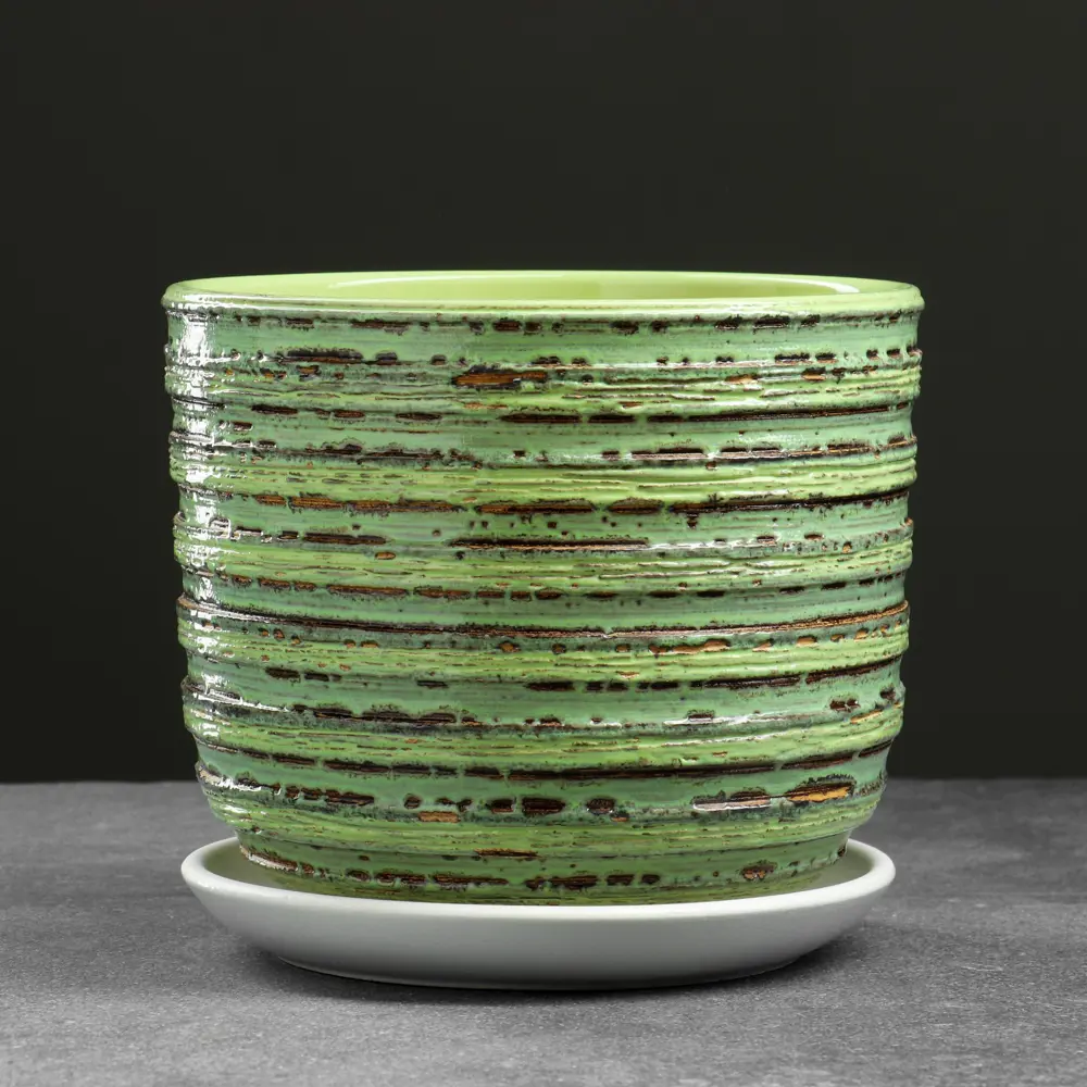 Фото 2 Горшок цветочный Кукушка зеленый бук №3 2.79 л