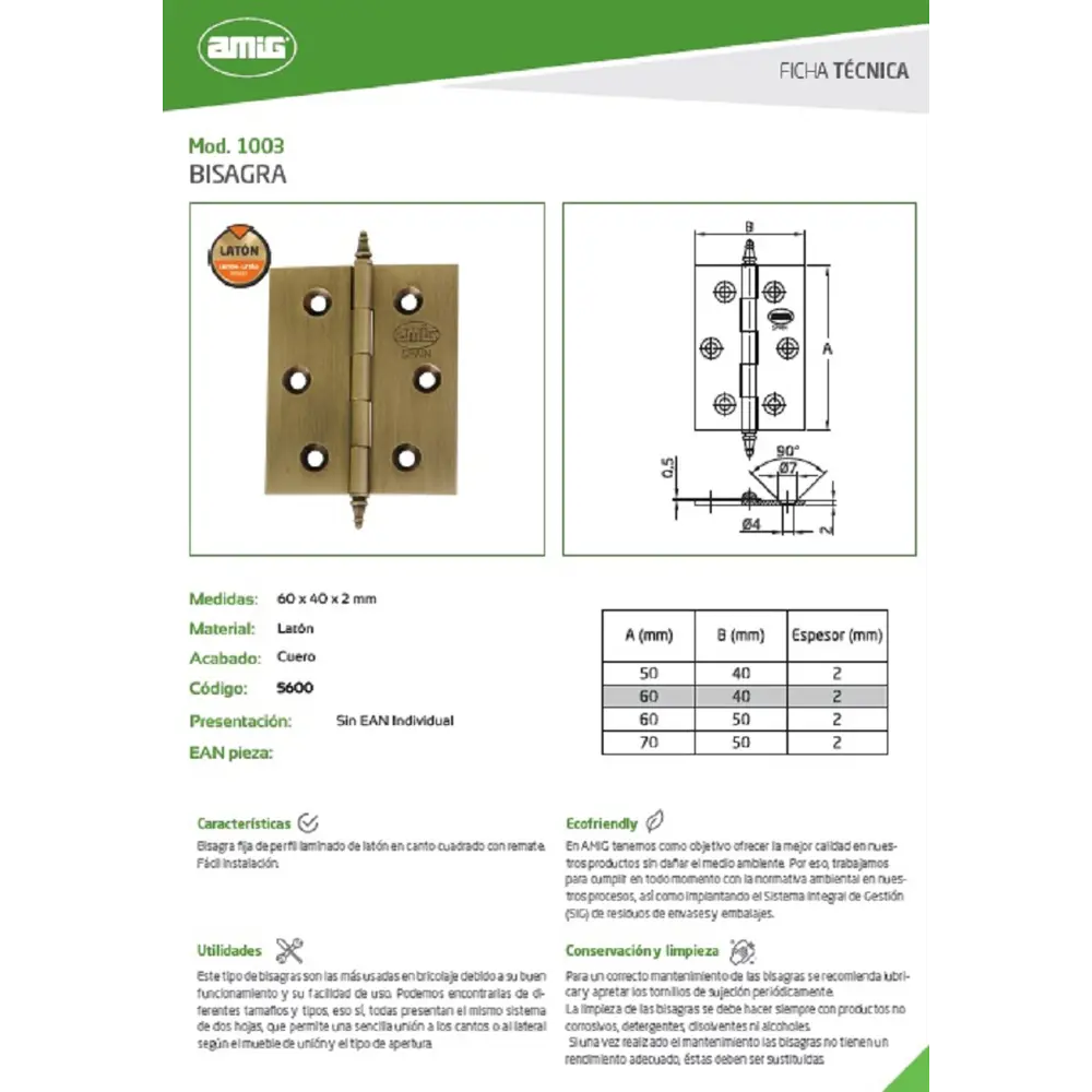 Фото Петля AMIG 1003-60x40 А латунь античная бронза Фото Петля AMIG 1003-60x40 А латунь античная бронза