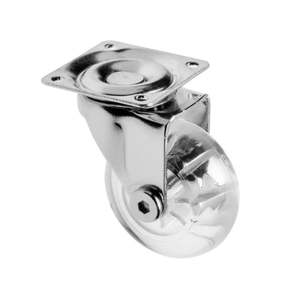 Фото Колесо поворотное GTV D-75мм прозрачное на площадке Brazylia нагрузка 64кг Фото Колесо поворотное GTV D-75мм прозрачное на площадке Brazylia нагрузка 64кг