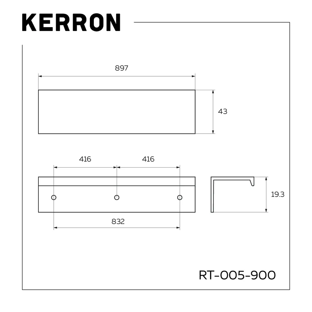 Фото 3 Мебельная ручка-профиль Kerron RT-005-900 SC матовый хром 832 мм Фото 3 Мебельная ручка-профиль Kerron RT-005-900 SC матовый хром 832 мм